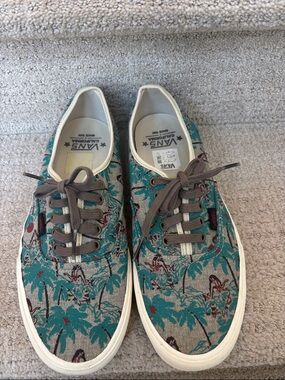 Vans Teal Palm Print Low-Top Canvas Sneakers
